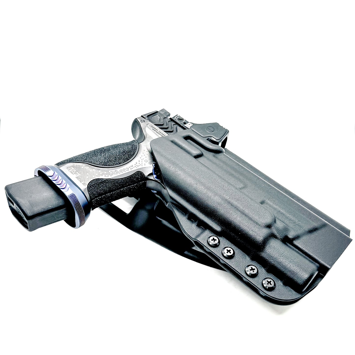 Black Duty & Competition Holster with a duty drop for the Smith & Wesson SPEC Series M&P 9 Metal M2.0 & X300U light.