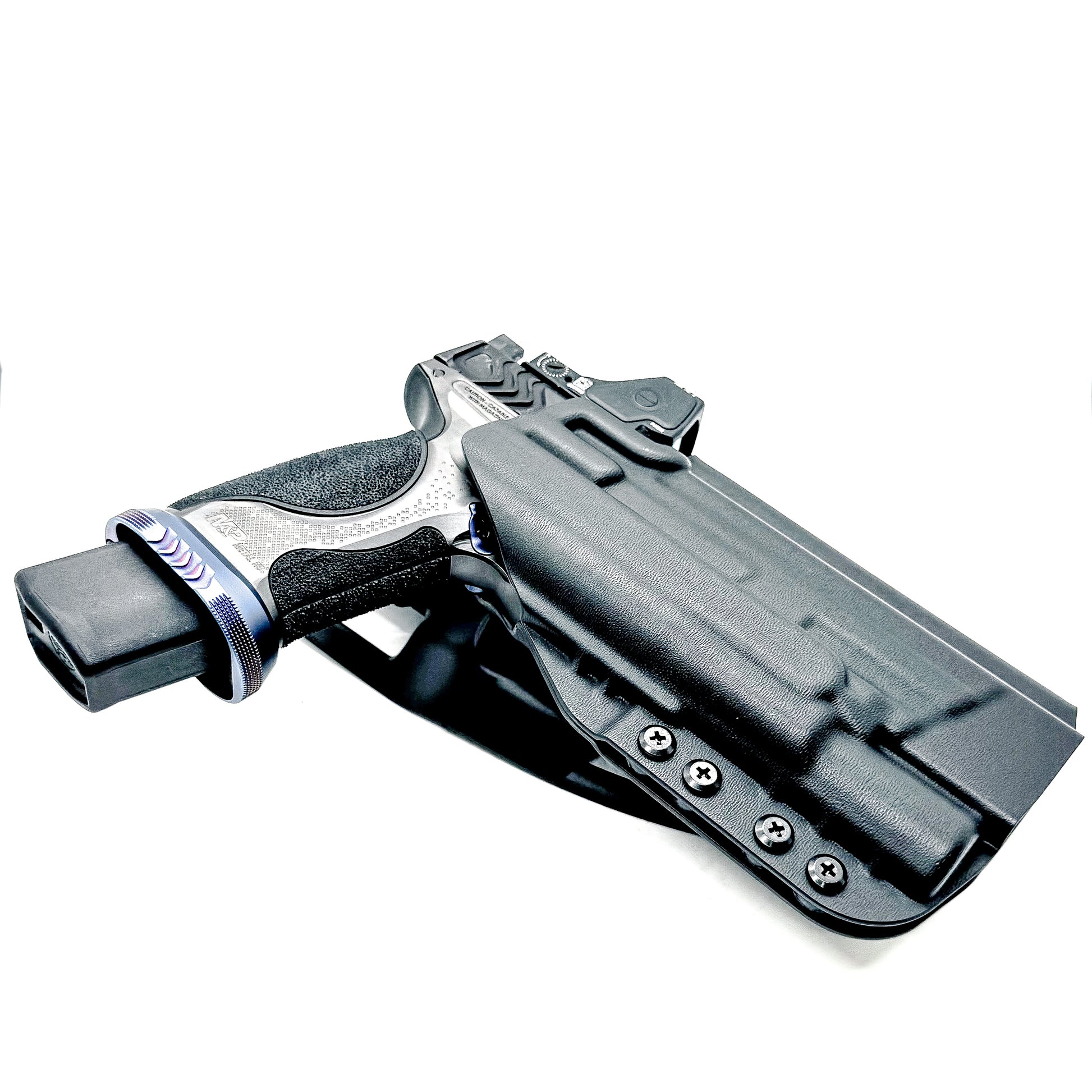 Black Duty & Competition Holster with a duty drop for the Smith & Wesson SPEC Series M&P 9 Metal M2.0 & X300U light.