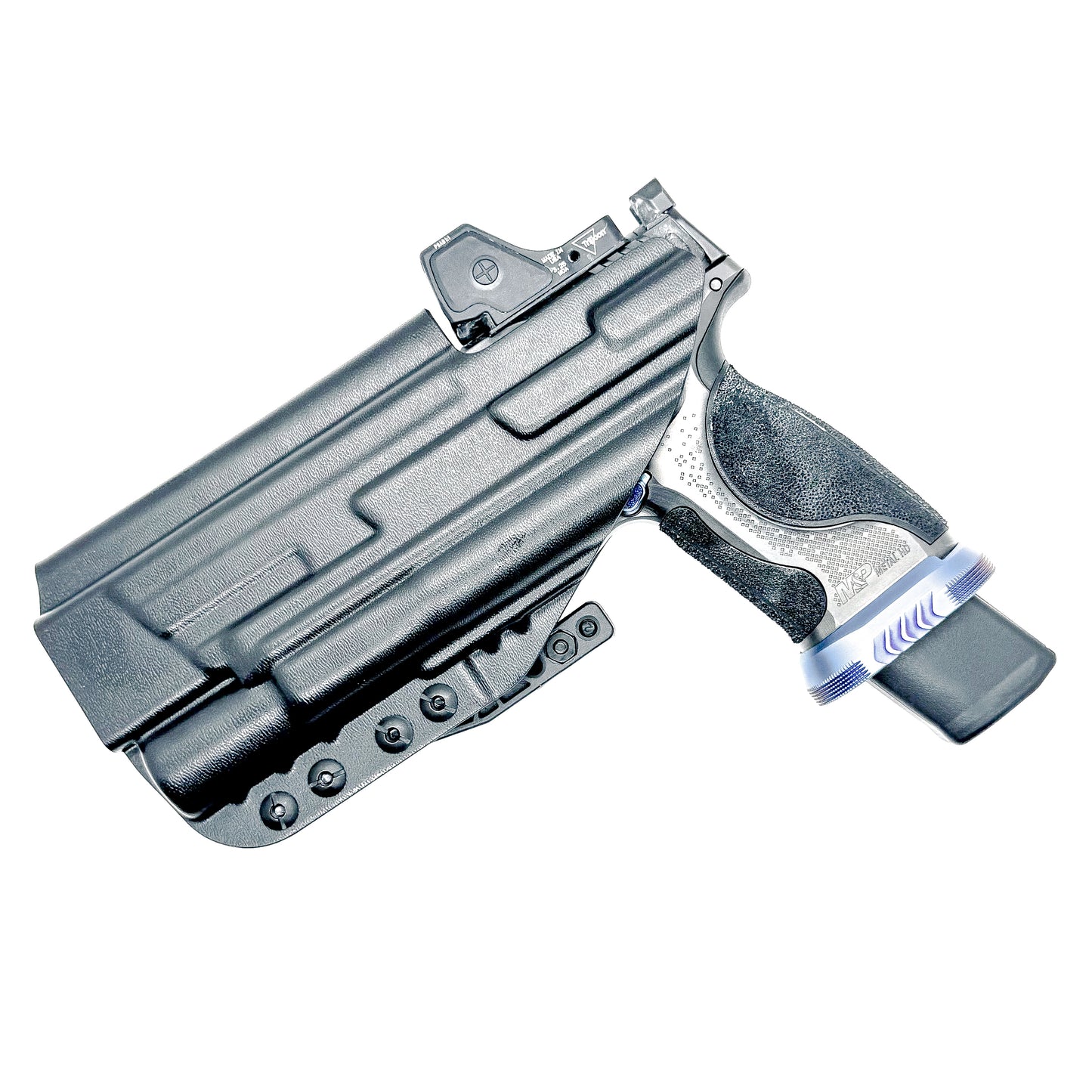Inside Waistband Holster fits the Smith & Wesson SPEC Series M&P 9 Metal M2.0 & X300U in black with monoblock and modwing.