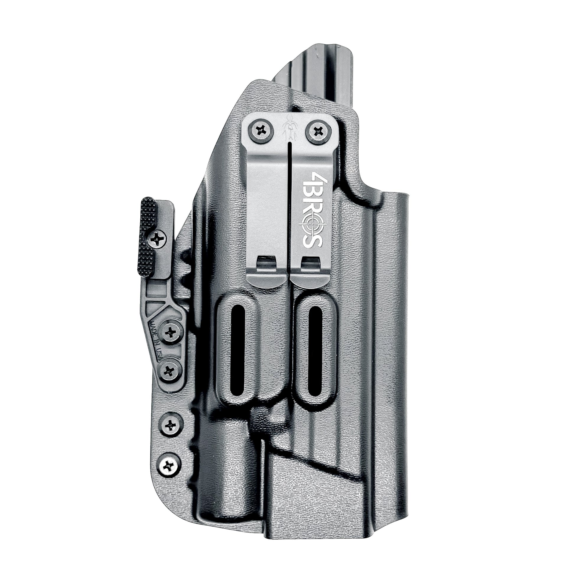 Inside Waistband Holster fits the Smith & Wesson SPEC Series M&P 9 Metal M2.0 & X300U in black with monoblock and modwing.