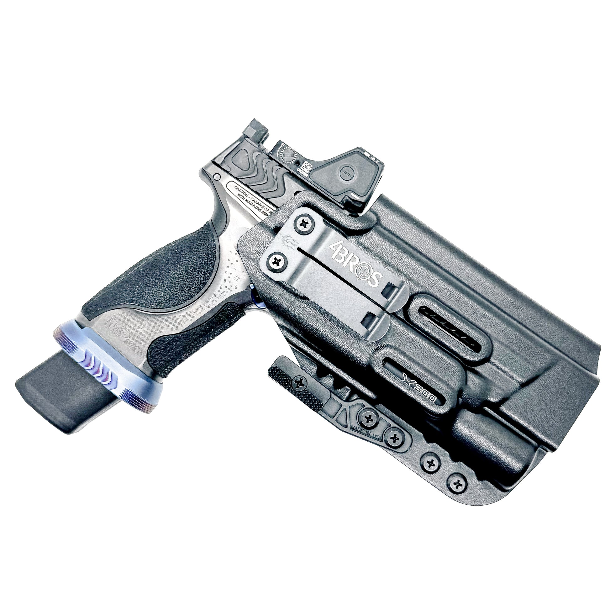 Inside Waistband Holster fits the Smith & Wesson SPEC Series M&P 9 Metal M2.0 & X300U in black with monoblock and modwing.