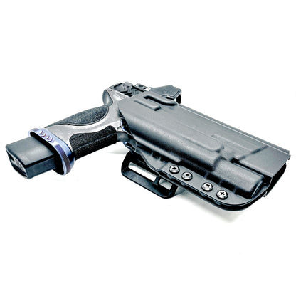 Outside Waistband Holster in black with 4BROS 1.5" belt slide for the Smith & Wesson SPEC Series M&P 9 Metal M2.0 & X300U light.
