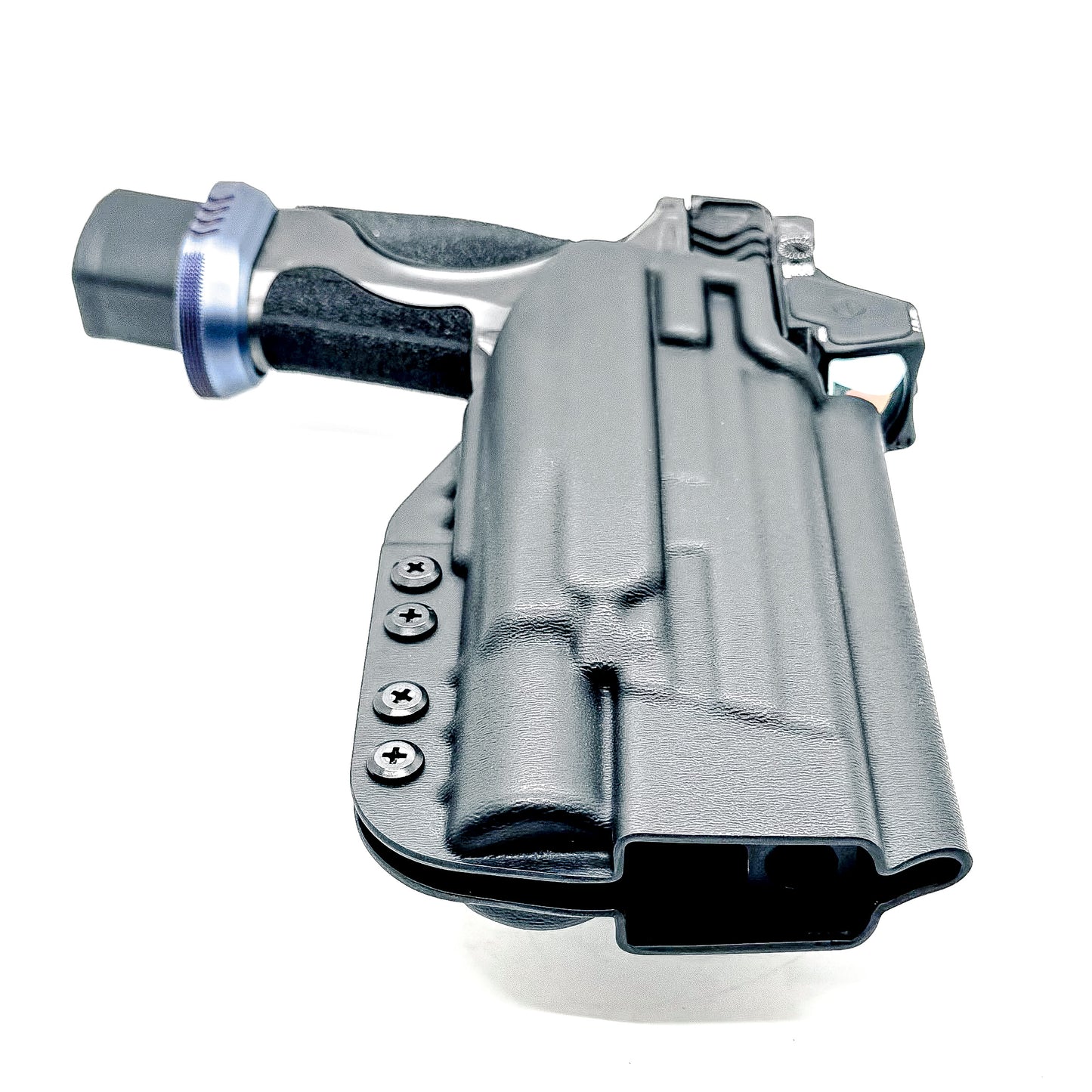 Outside Waistband Holster in black with 4BROS 1.5" belt slide for the Smith & Wesson SPEC Series M&P 9 Metal M2.0 & X300U light.
