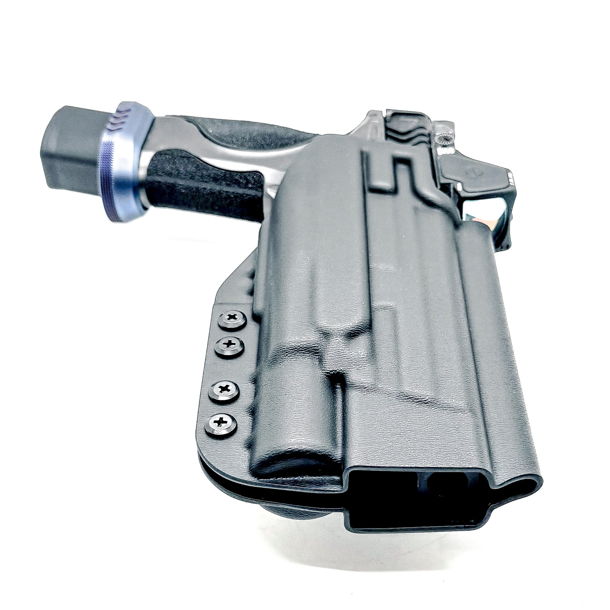 Outside Waistband Holster in black with 4BROS 1.5" belt slide for the Smith & Wesson SPEC Series M&P 9 Metal M2.0 & X300U light.