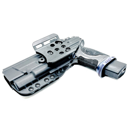 Outside Waistband Holster in black with 4BROS 1.5" belt slide for the Smith & Wesson SPEC Series M&P 9 Metal M2.0 & X300U light.