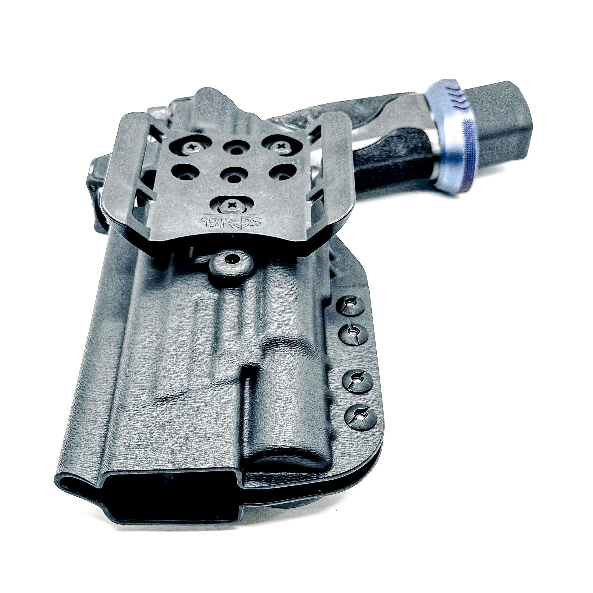Outside Waistband Holster in black with 4BROS 1.5" belt slide for the Smith & Wesson SPEC Series M&P 9 Metal M2.0 & X300U light.