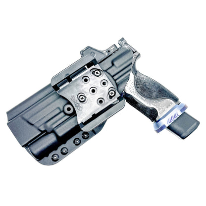 Outside Waistband Holster in black with 4BROS 1.5" belt slide for the Smith & Wesson SPEC Series M&P 9 Metal M2.0 & X300U light.