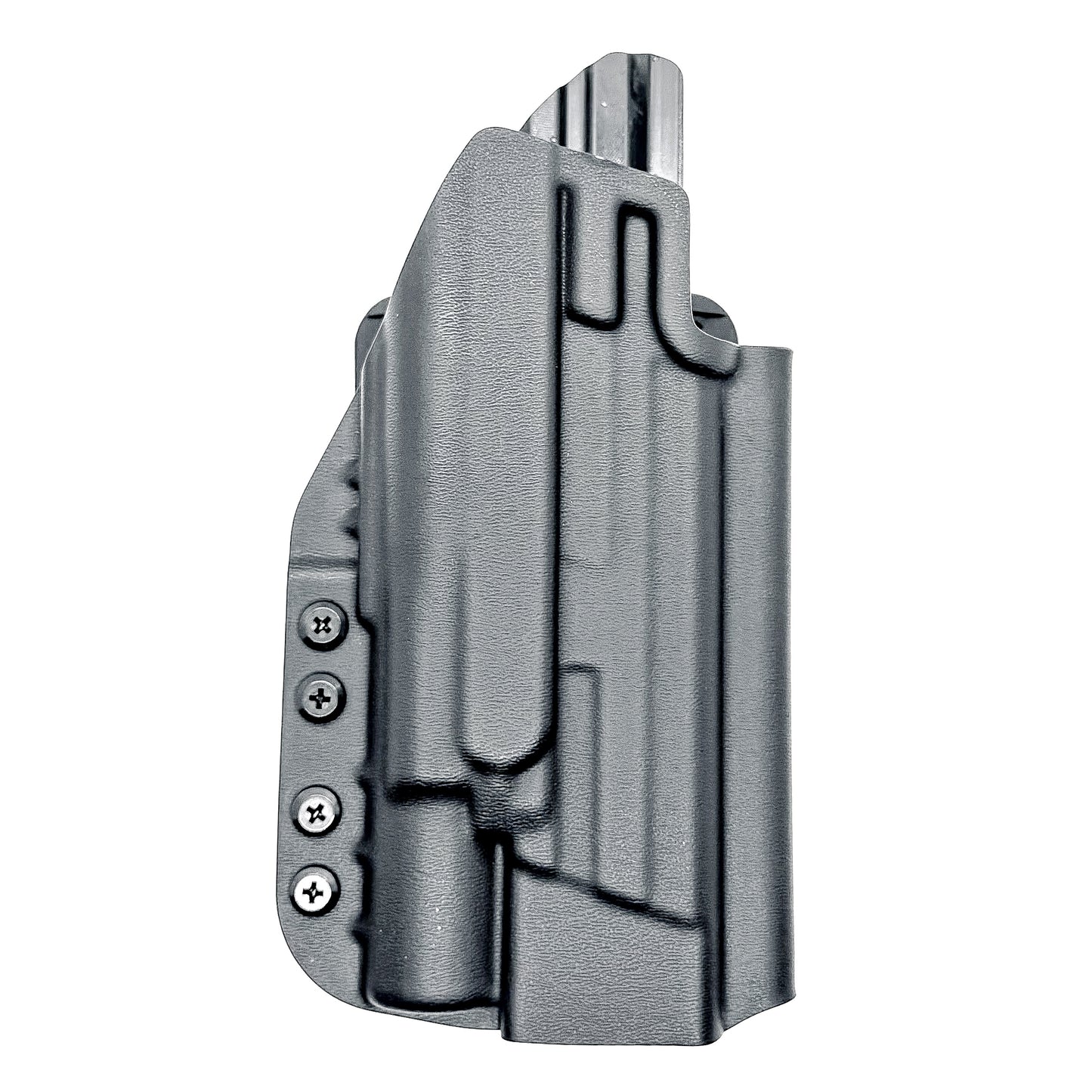 Outside Waistband Holster in black with 4BROS 1.5" belt slide for the Smith & Wesson SPEC Series M&P 9 Metal M2.0 & X300U light.