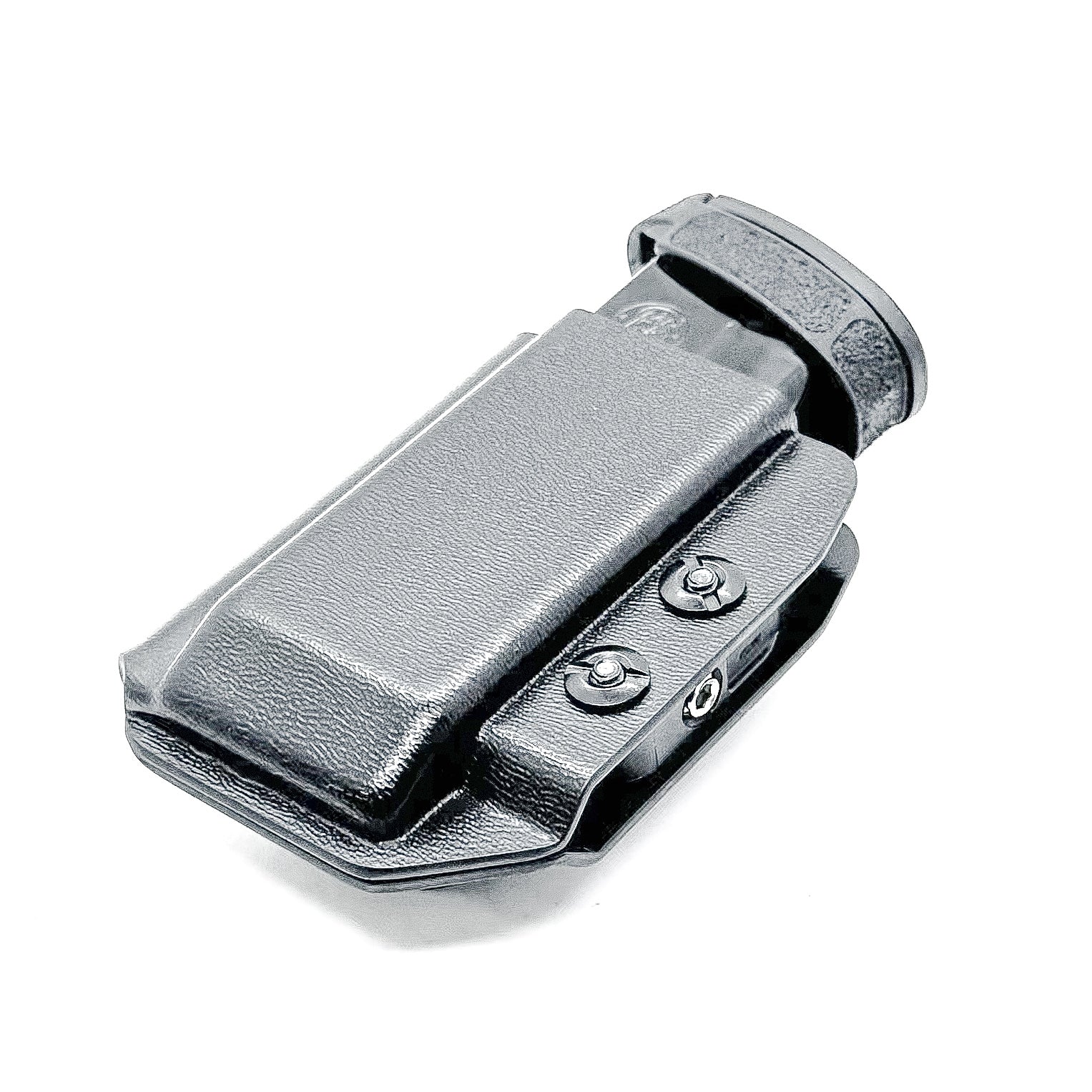 Black Kydex IWB AIWB appendix inside waistband magazine pouch for the Smith & Wesson Shield Plus from Four Brothers Holsters.  Proudly made in the USA.