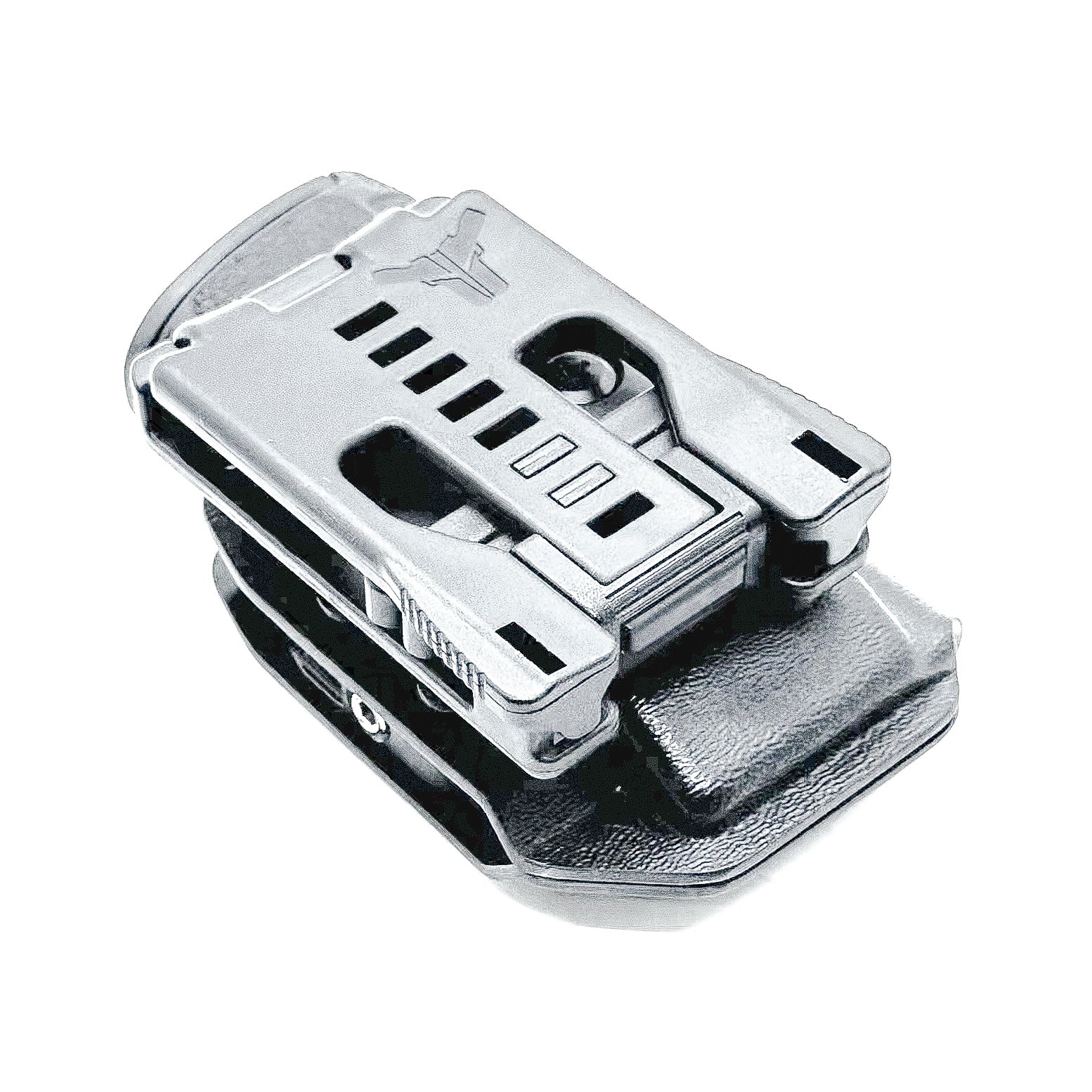 Black Kydex OWB Outside Waistband magazine pouch for the Smith & Wesson Shield Plus from Four Brothers 4BROS Holsters.  Adjustable retention and cant.
