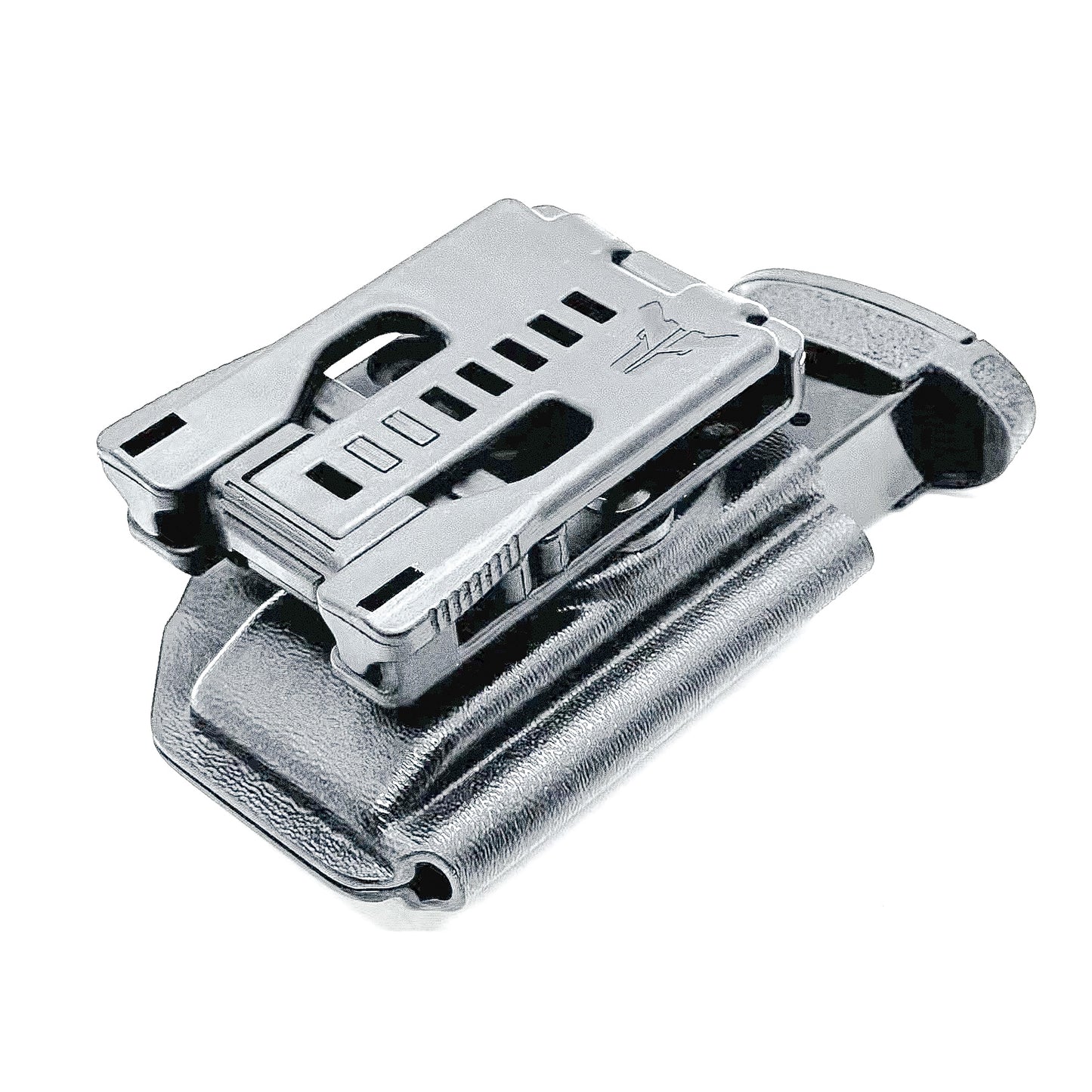 Black Kydex OWB Outside Waistband magazine pouch for the Smith & Wesson Shield Plus from Four Brothers 4BROS Holsters.  Adjustable retention and cant.