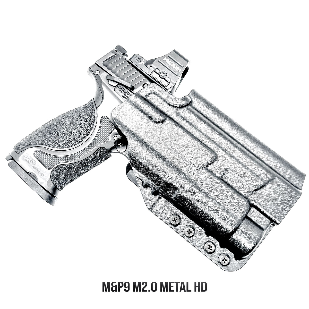 Smith & Wesson M&P M2.0 Metal HD/Competitor and Streamlight TLR-1 HL or TLR-1 HP Outside Waistband OWB holster with adjustable retention and optic compatibility.