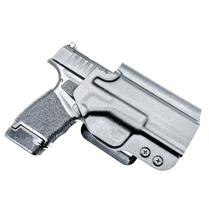 Durable OWB holster for Springfield Armory Hellcat® 3″ Micro-Compact OSP™ .380 ACP Handgun. Optic-ready, adjustable retention, and made in the USA