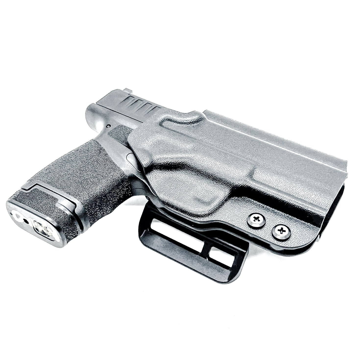 Durable OWB holster for Springfield Armory Hellcat® 3″ Micro-Compact OSP™ .380 ACP Handgun. Optic-ready, adjustable retention, and made in the USA