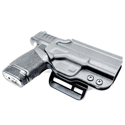 Durable OWB holster for Springfield Armory Hellcat® 3″ Micro-Compact OSP™ .380 ACP Handgun. Optic-ready, adjustable retention, and made in the USA