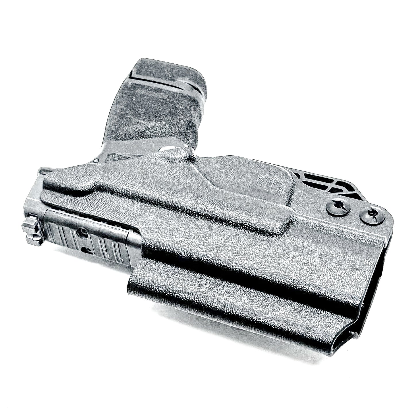 Black Kydex Inside Waistband Holster for the Springfield Hellcat with Monoblock and Modwing