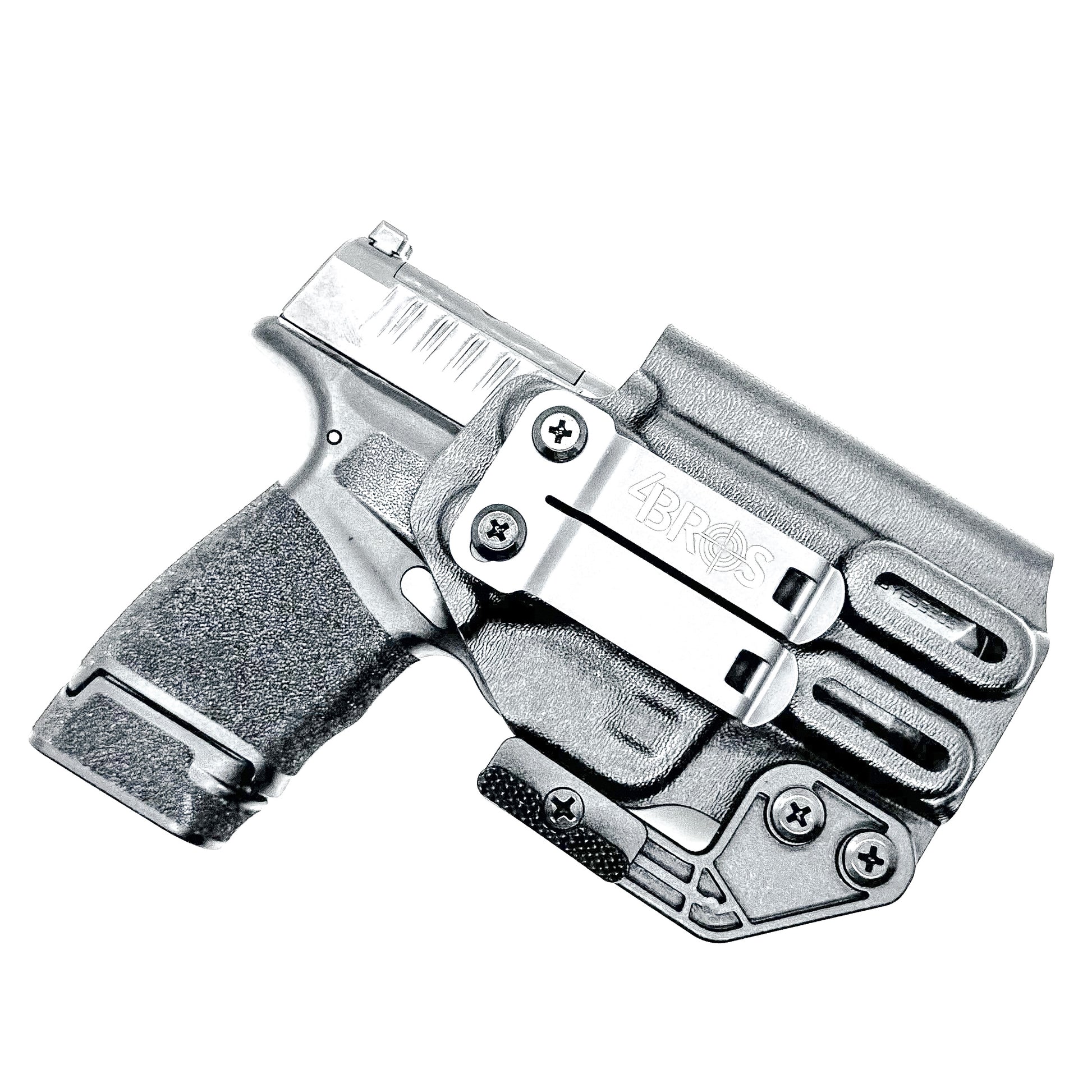 Black Kydex Inside Waistband Holster for the Springfield Hellcat with Monoblock and Modwing