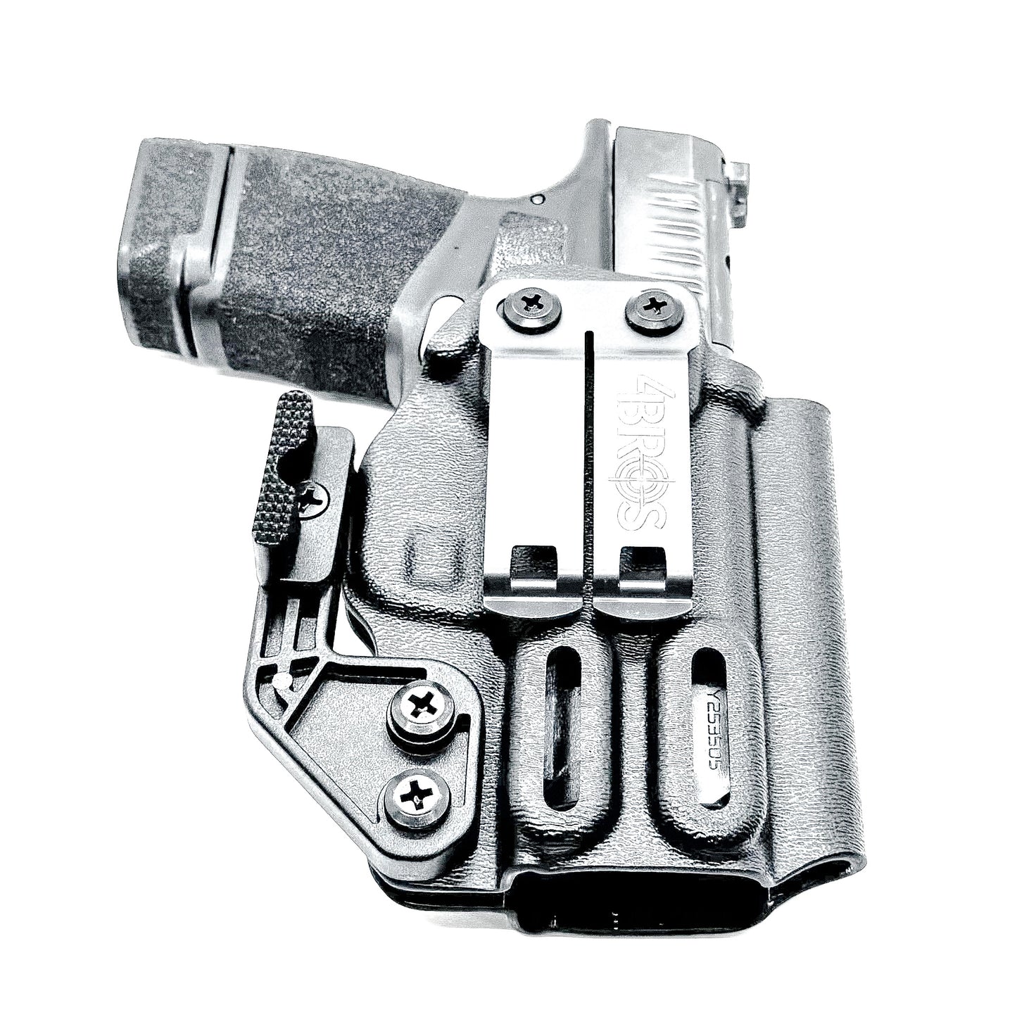 Black Kydex Inside Waistband Holster for the Springfield Hellcat with Monoblock and Modwing