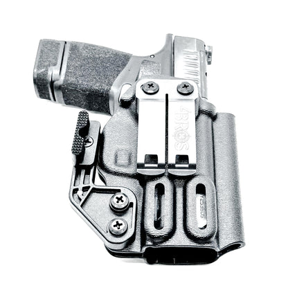 Black Kydex Inside Waistband Holster for the Springfield Hellcat with Monoblock and Modwing