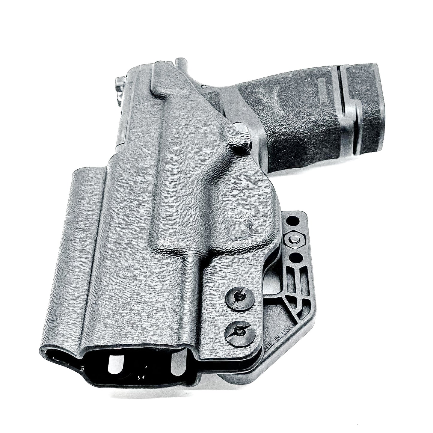 Black Kydex Inside Waistband Holster for the Springfield Hellcat with Monoblock and Modwing