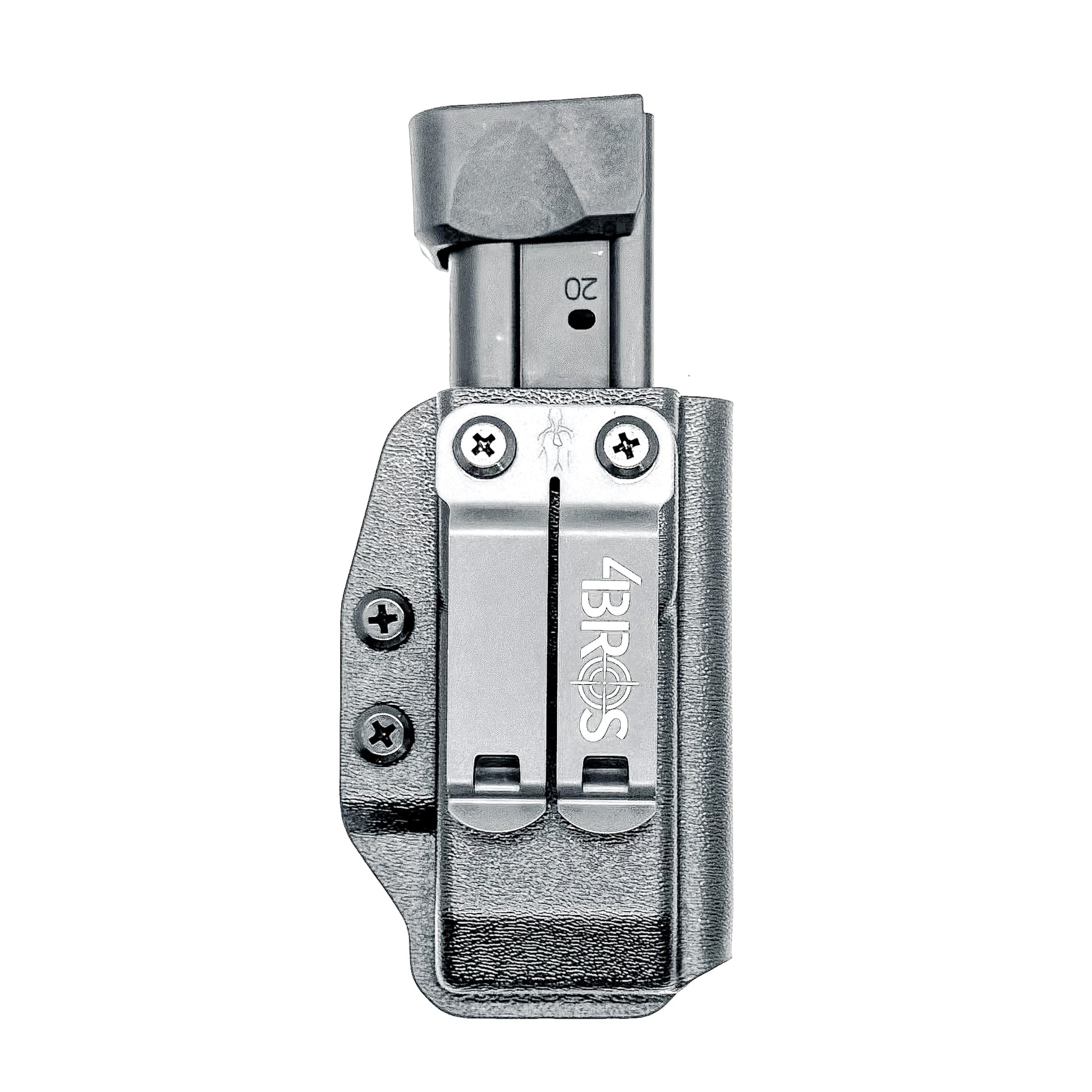 Kydex IWB AIWB appendix inside waistband magazine pouch carrier or holster for the Springfield Armory Prodigy, shop Four Brothers Holsters