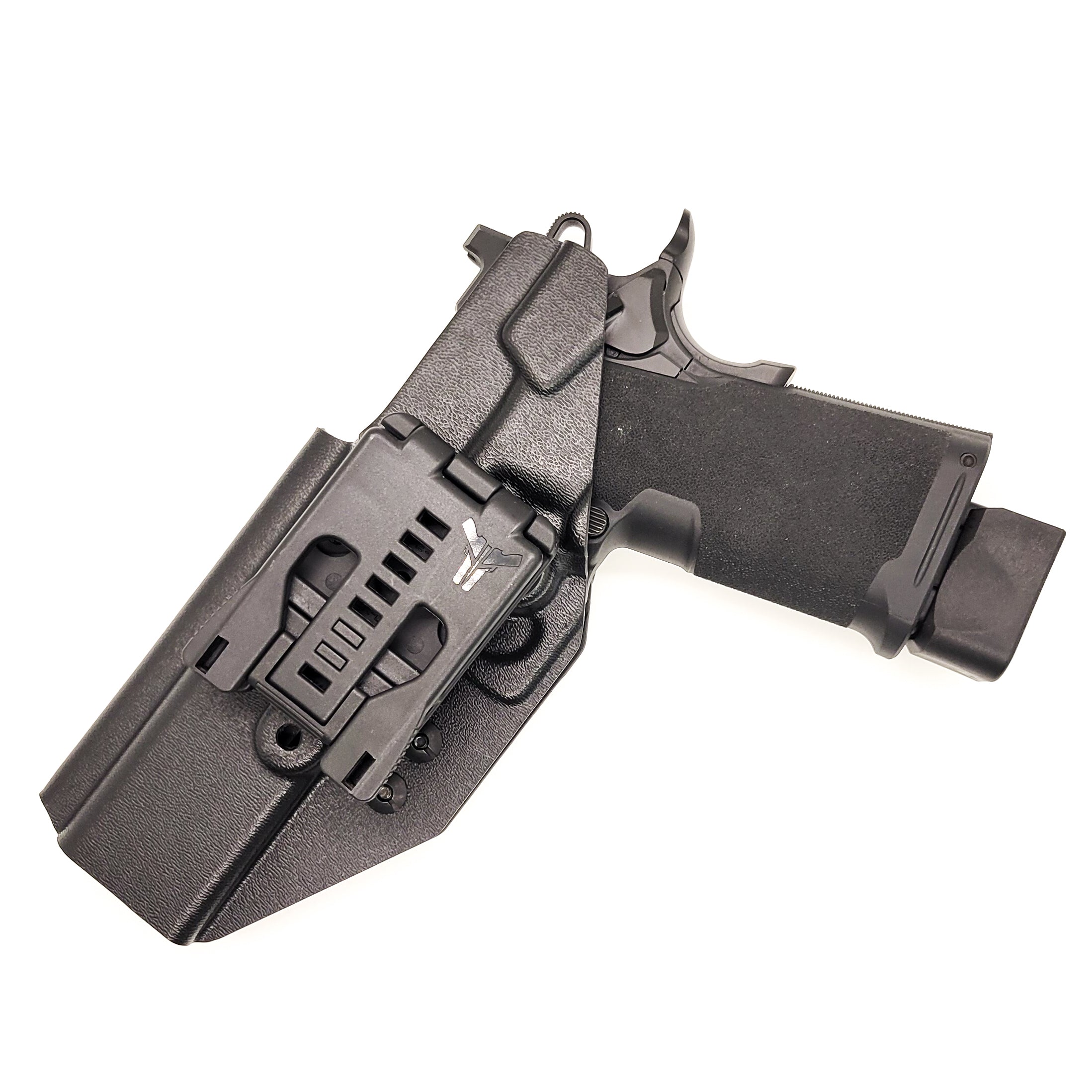 For the best Outside Waistband kydex Holster designed to fit the Springfield Armory 1911 DS Prodigy 5" & 4.25" with or without a red dot sight mounted to the pistol, shop to Four Brothers Holsters.  Full sweat guard, adjustable retention, minimal material, & smooth for reduced printing. Proudly made in the USA 