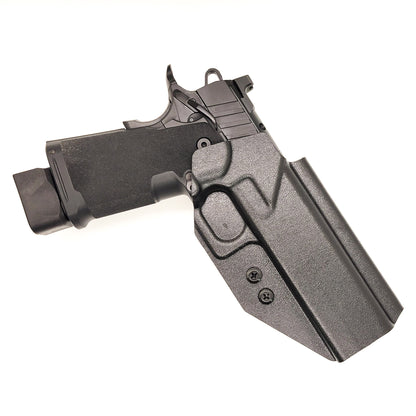 For the best Outside Waistband kydex Holster designed to fit the Springfield Armory 1911 DS Prodigy 5" & 4.25" with or without a red dot sight mounted to the pistol, shop to Four Brothers Holsters.  Full sweat guard, adjustable retention, minimal material, & smooth for reduced printing. Proudly made in the USA 