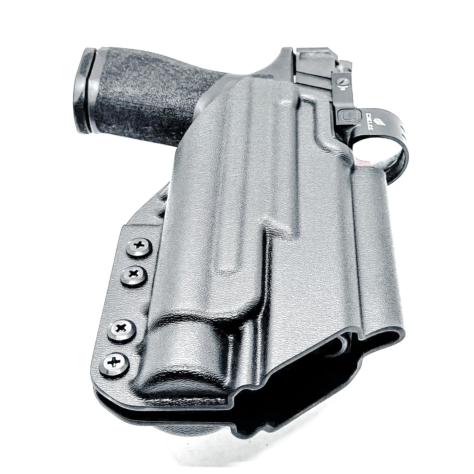 Black Outside Waistband OWB Kydex Holster for the Springfield Armory Echelon 4.0C with the Streamlight TLR-1 or TLR-1 HL from Four Brothers Holsters with 4BROS 1.5" Belt Slide.