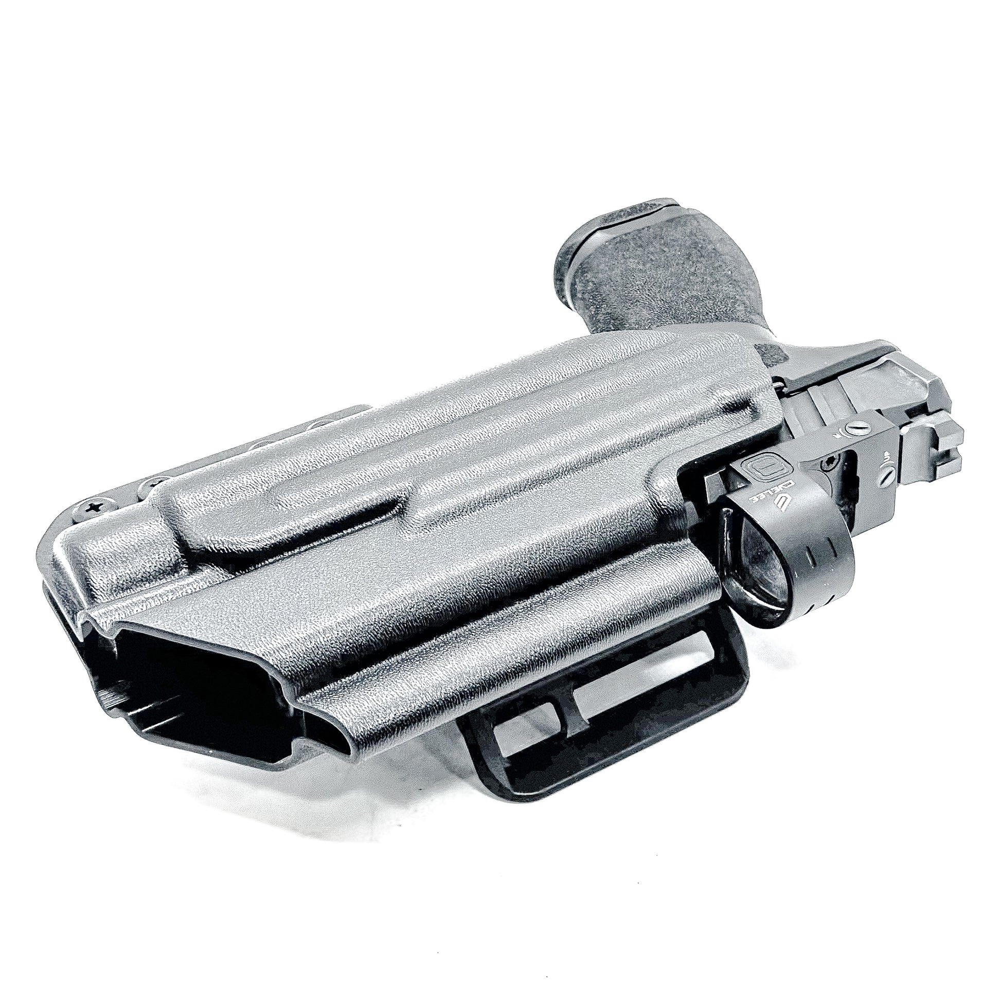 Black Outside Waistband OWB Kydex Holster for the Springfield Armory Echelon 4.0C with the Streamlight TLR-1 or TLR-1 HL from Four Brothers Holsters with 4BROS 1.5" Belt Slide.