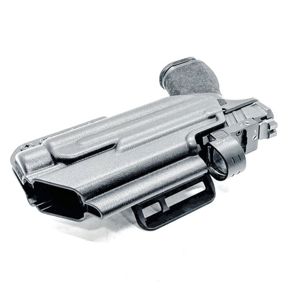 Black Outside Waistband OWB Kydex Holster for the Springfield Armory Echelon 4.0C with the Streamlight TLR-1 or TLR-1 HL from Four Brothers Holsters with 4BROS 1.5" Belt Slide.