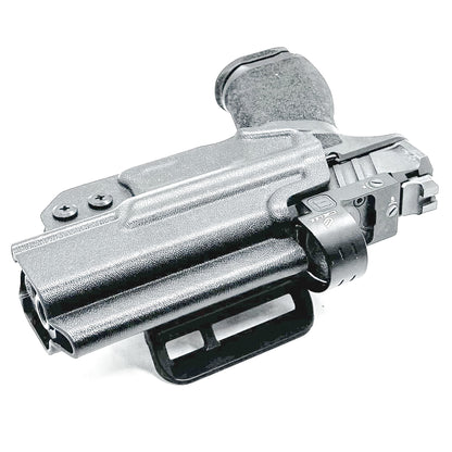 Black OWB Outside Waistband Holster for the Springfield Armory Echelon 4.0C Pistol with the 4BROS 1.5" Belt Slide.