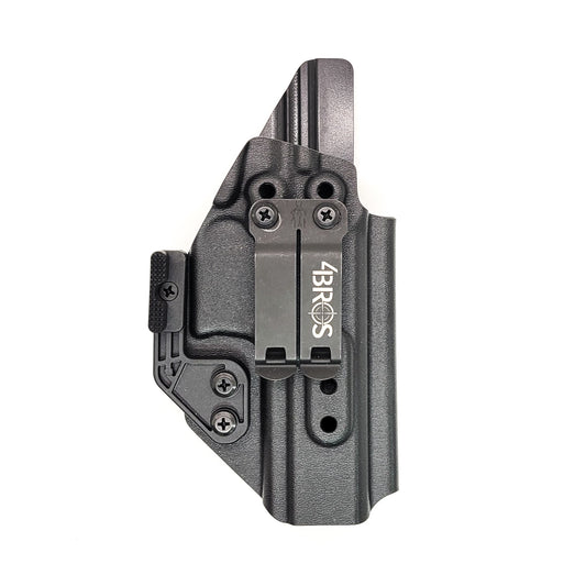 For the best Kydex IWB Inside Waistband Holster for the Springfield Armory Echelon shop Four Brothers 4BROS Holsters.  Fits most Red Dot Sights.  Made in USA