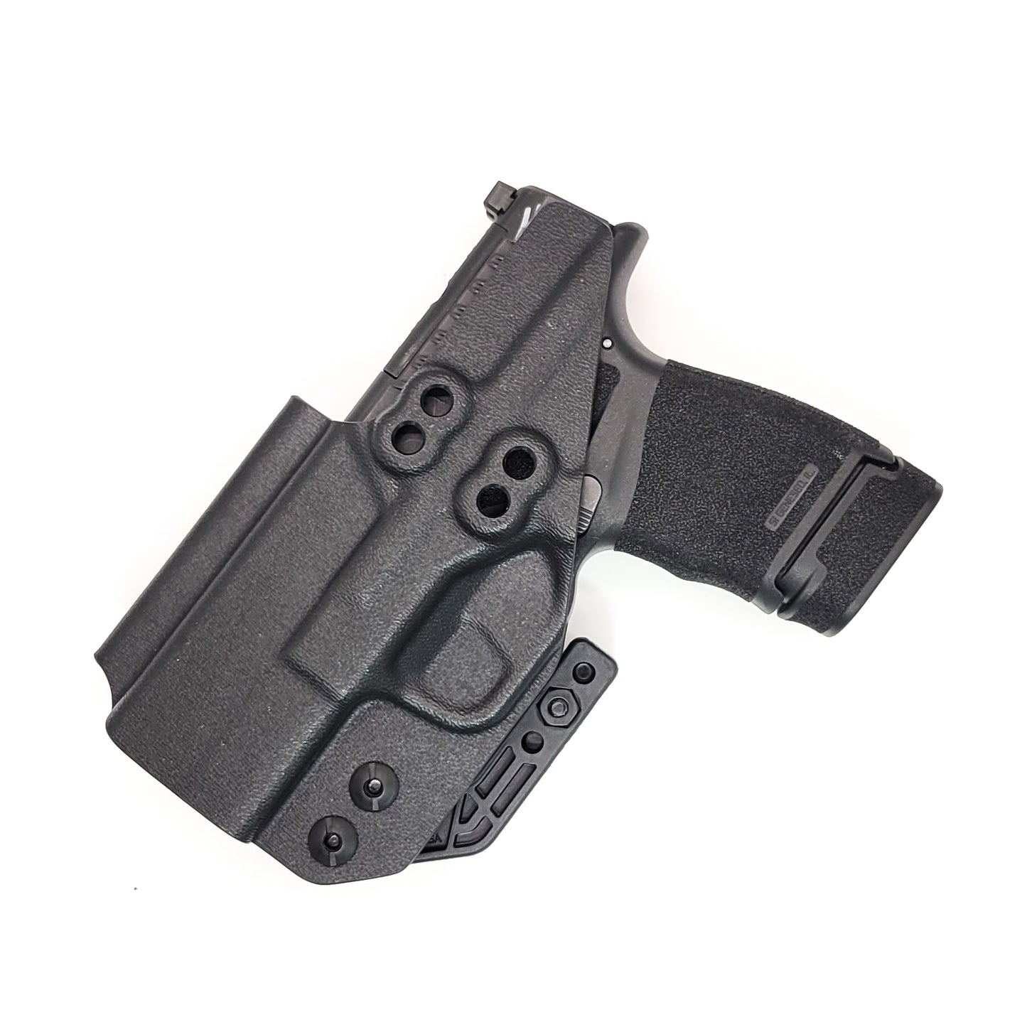 For the best, IWB AIWB Inside Waistband Holster designed to fit the Springfield Armory Hellcat, shop Four Brothers Holsters. Designed to accommodate a red dot sight mounted to the pistol. Full sweat guard, adjustable retention, minimal material, and smooth edges to reduce printing. Proudly made in the USA. 