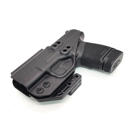 For the best, IWB AIWB Inside Waistband Holster designed to fit the Springfield Armory Hellcat, shop Four Brothers Holsters. Designed to accommodate a red dot sight mounted to the pistol. Full sweat guard, adjustable retention, minimal material, and smooth edges to reduce printing. Proudly made in the USA. 