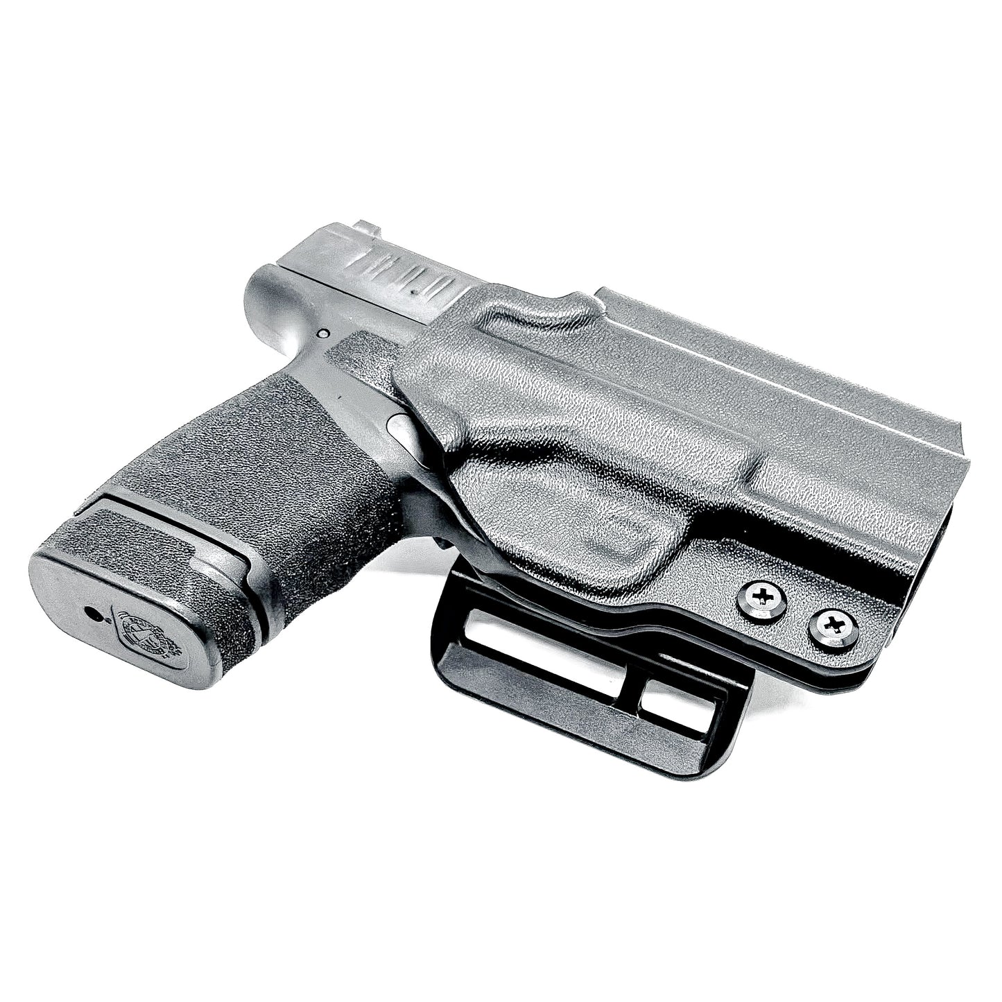 OWB Outside Waistband Holster for the Springfield Armory Hellcat in black with a 4BROS 1.5" Belt Slide.