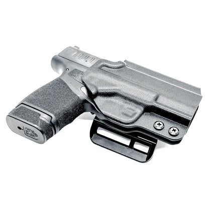 OWB Outside Waistband Holster for the Springfield Armory Hellcat in black with a 4BROS 1.5" Belt Slide.