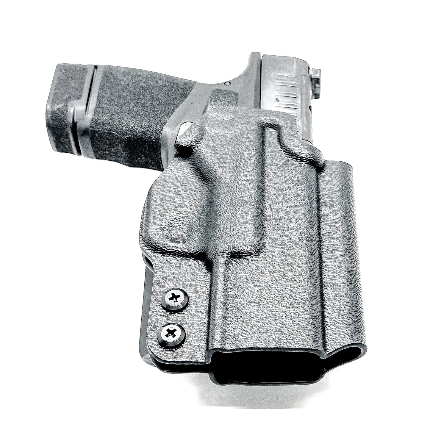 OWB Outside Waistband Holster for the Springfield Armory Hellcat in black with a 4BROS 1.5" Belt Slide.
