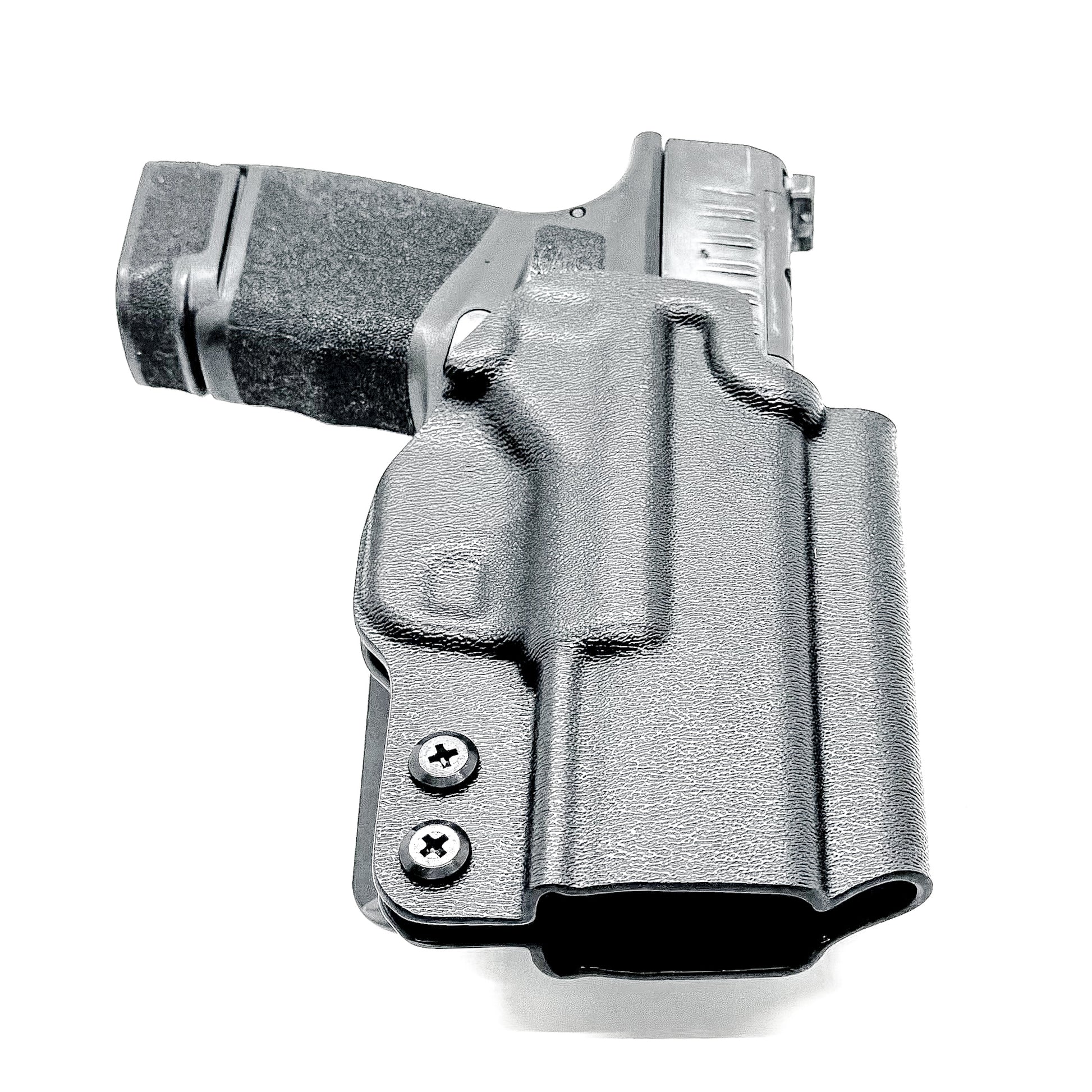 OWB Outside Waistband Holster for the Springfield Armory Hellcat in black with a 4BROS 1.5" Belt Slide.