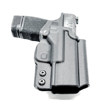 OWB Outside Waistband Holster for the Springfield Armory Hellcat in black with a 4BROS 1.5" Belt Slide.