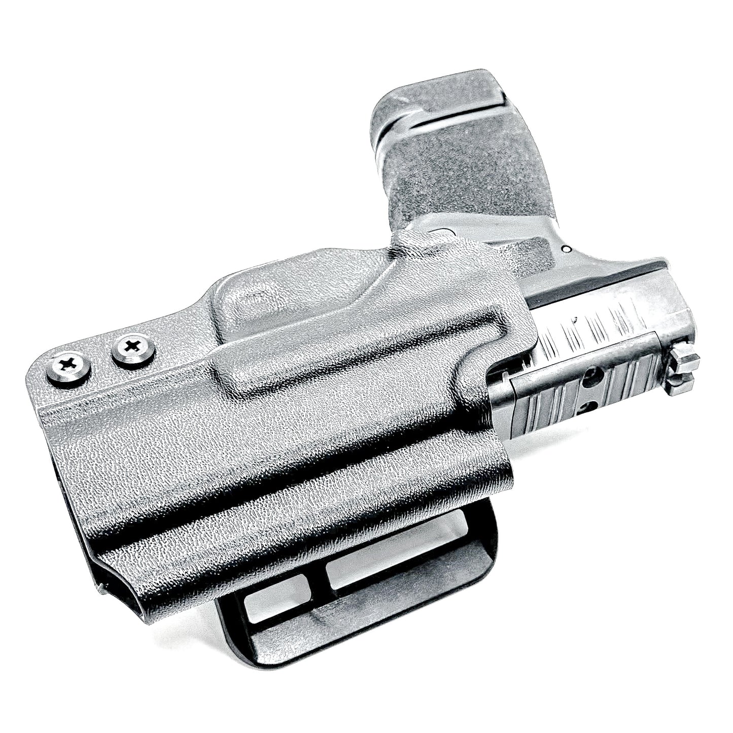OWB Outside Waistband Holster for the Springfield Armory Hellcat in black with a 4BROS 1.5" Belt Slide.