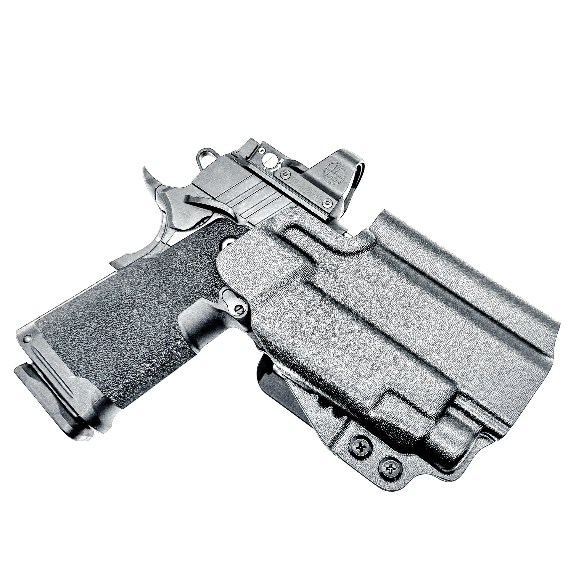 Outside Waistband Kydex holster for Springfield Prodigy 1911 DS 4.25" and 3.5" & TLR-7 HL-X – red dot compatible, adjustable retention. Made in the USA.