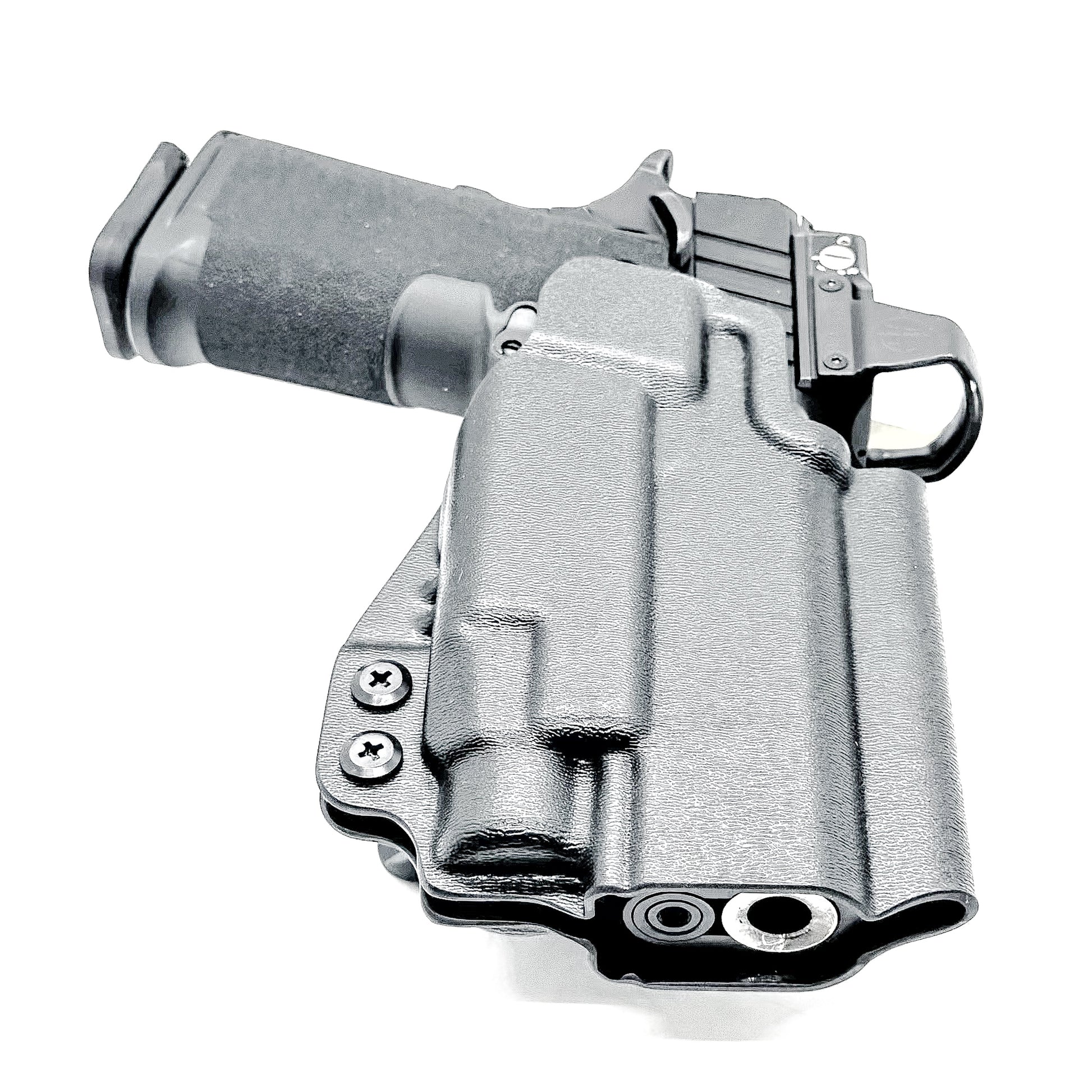 Outside Waistband Kydex holster for Springfield Prodigy 1911 DS 4.25" and 3.5" & TLR-7 HL-X – red dot compatible, adjustable retention. Made in the USA.