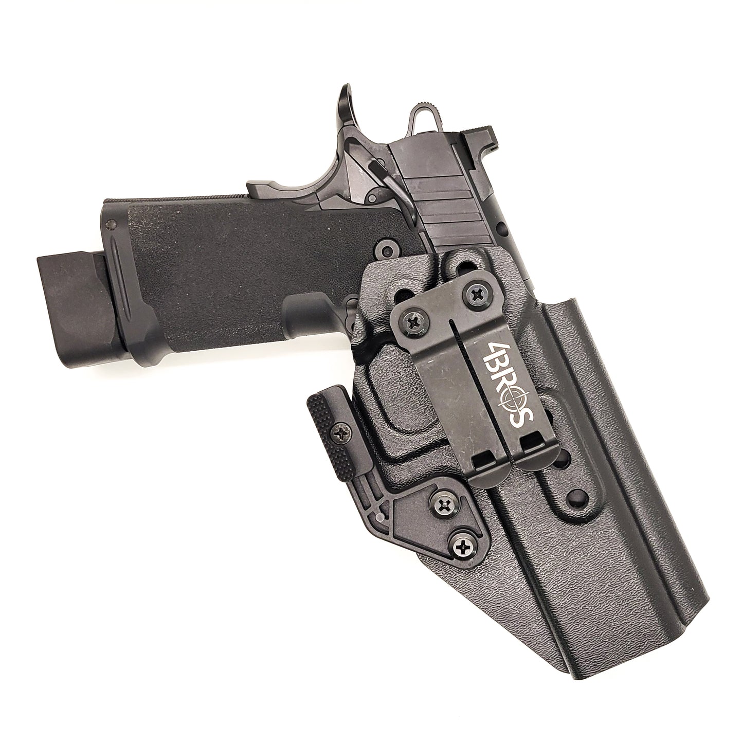 For the best Inside Waistband IWB AIWB Appendix Kydex Holster designed to fit the Springfield Armory 1911 DS Prodigy 5" & 4.25" with a red dot sight mounted to the pistol, shop to Four Brothers Holsters.  Full sweat guard, adjustable retention, minimal material, & smooth for reduced printing. Proudly made in the USA 