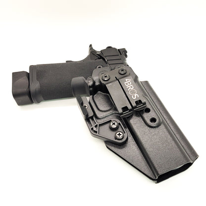 For the best Inside Waistband IWB AIWB Appendix Kydex Holster designed to fit the Springfield Armory 1911 DS Prodigy 5" & 4.25" with a red dot sight mounted to the pistol, shop to Four Brothers Holsters.  Full sweat guard, adjustable retention, minimal material, & smooth for reduced printing. Proudly made in the USA 