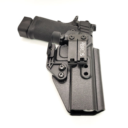 For the best Inside Waistband IWB AIWB Appendix Kydex Holster designed to fit the Springfield Armory 1911 DS Prodigy 5" & 4.25" with a red dot sight mounted to the pistol, shop to Four Brothers Holsters.  Full sweat guard, adjustable retention, minimal material, & smooth for reduced printing. Proudly made in the USA 