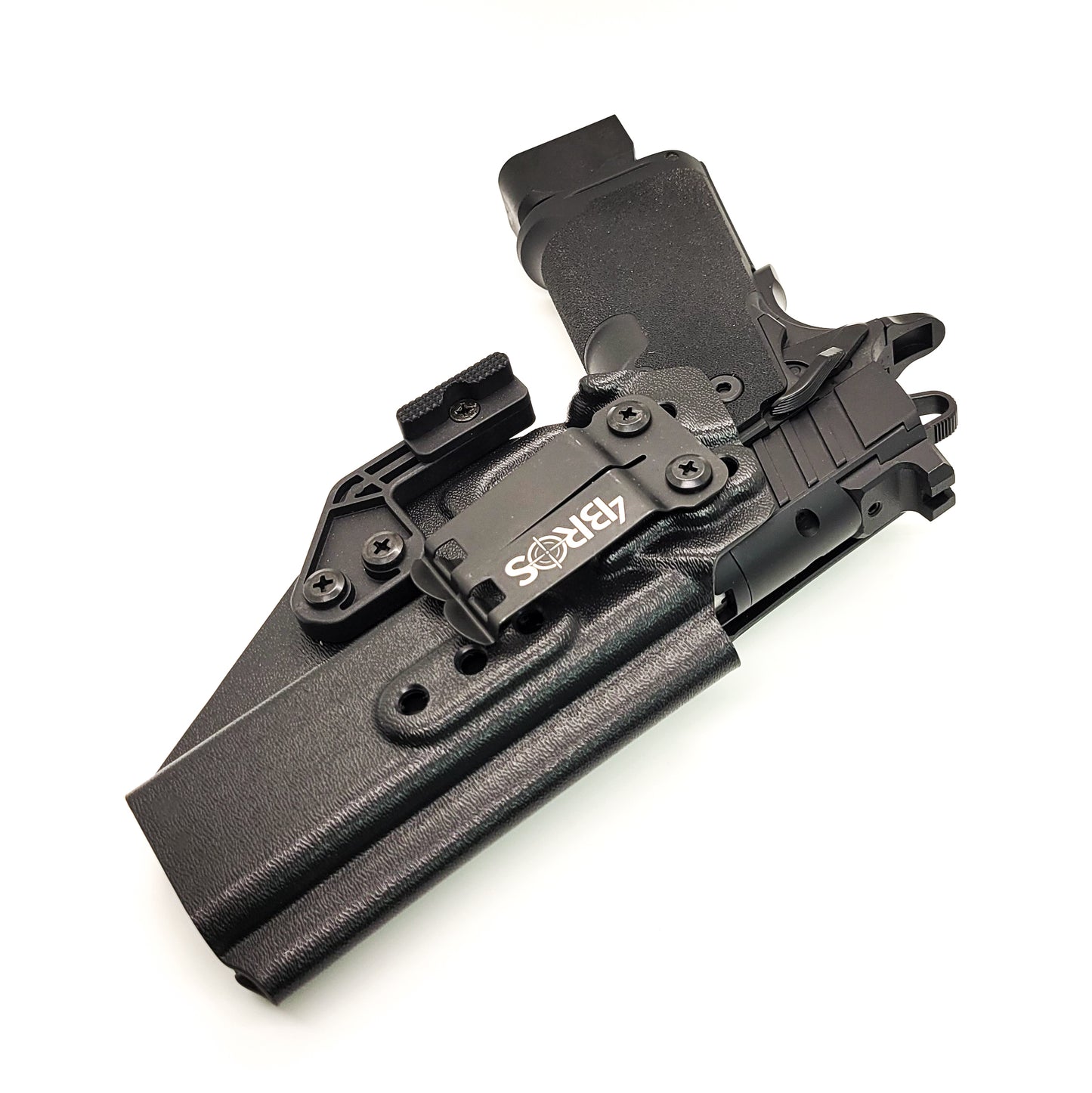 For the best Inside Waistband IWB AIWB Appendix Kydex Holster designed to fit the Springfield Armory 1911 DS Prodigy 5" & 4.25" with a red dot sight mounted to the pistol, shop to Four Brothers Holsters.  Full sweat guard, adjustable retention, minimal material, & smooth for reduced printing. Proudly made in the USA 