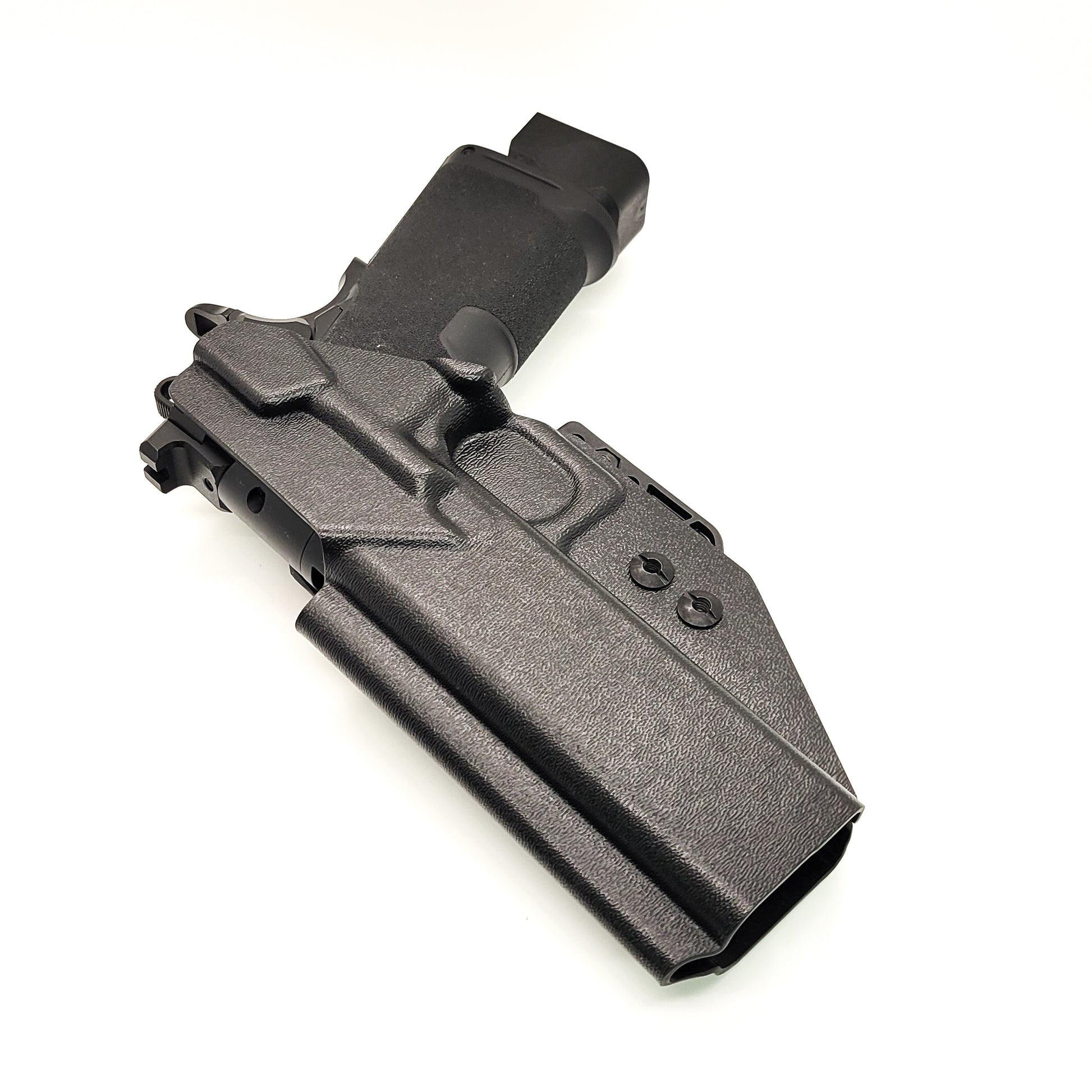 For the best Inside Waistband IWB AIWB Appendix Kydex Holster designed to fit the Springfield Armory 1911 DS Prodigy 5" & 4.25" with a red dot sight mounted to the pistol, shop to Four Brothers Holsters.  Full sweat guard, adjustable retention, minimal material, & smooth for reduced printing. Proudly made in the USA 