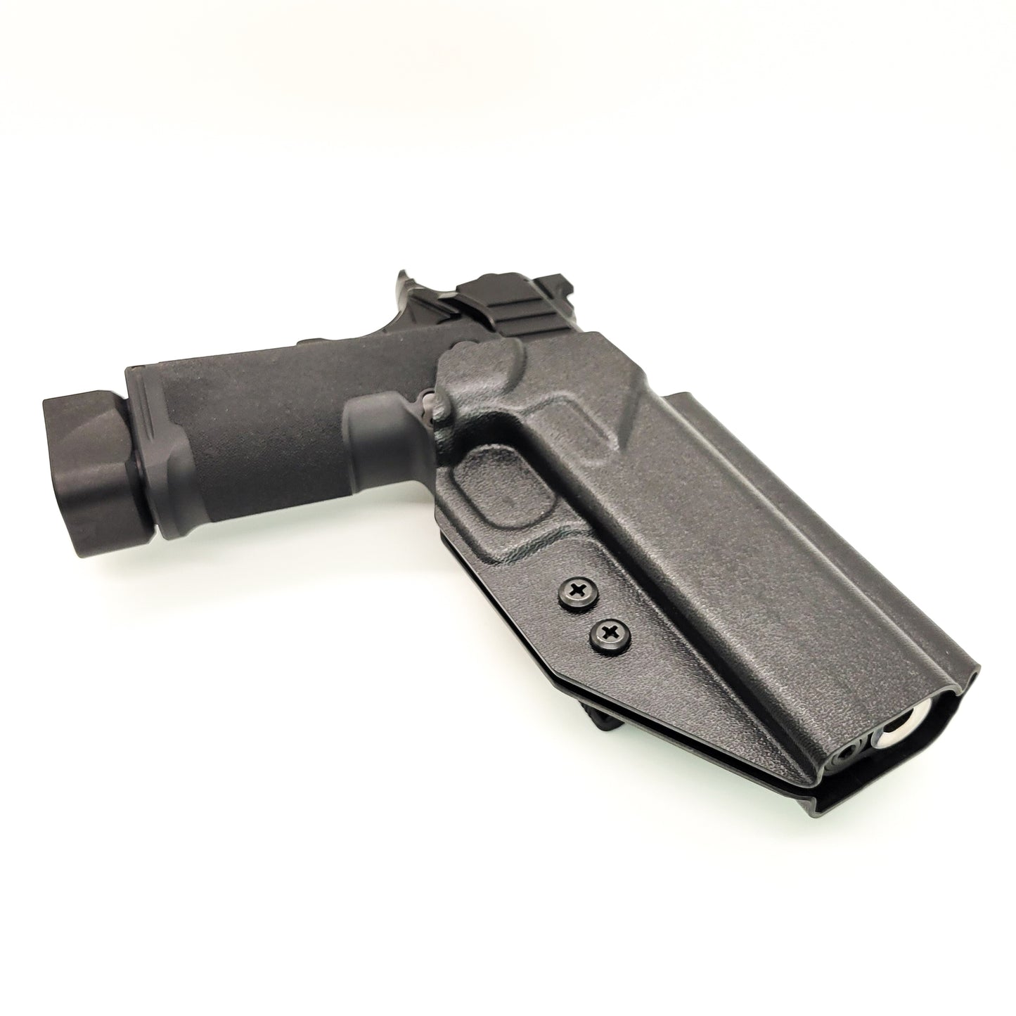 For the best Outside Waistband kydex Holster designed to fit the Springfield Armory 1911 DS Prodigy 5" & 4.25" with or without a red dot sight mounted to the pistol, shop to Four Brothers Holsters.  Full sweat guard, adjustable retention, minimal material, & smooth for reduced printing. Proudly made in the USA 