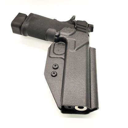 For the best Outside Waistband kydex Holster designed to fit the Springfield Armory 1911 DS Prodigy 5" & 4.25" with or without a red dot sight mounted to the pistol, shop to Four Brothers Holsters.  Full sweat guard, adjustable retention, minimal material, & smooth for reduced printing. Proudly made in the USA 