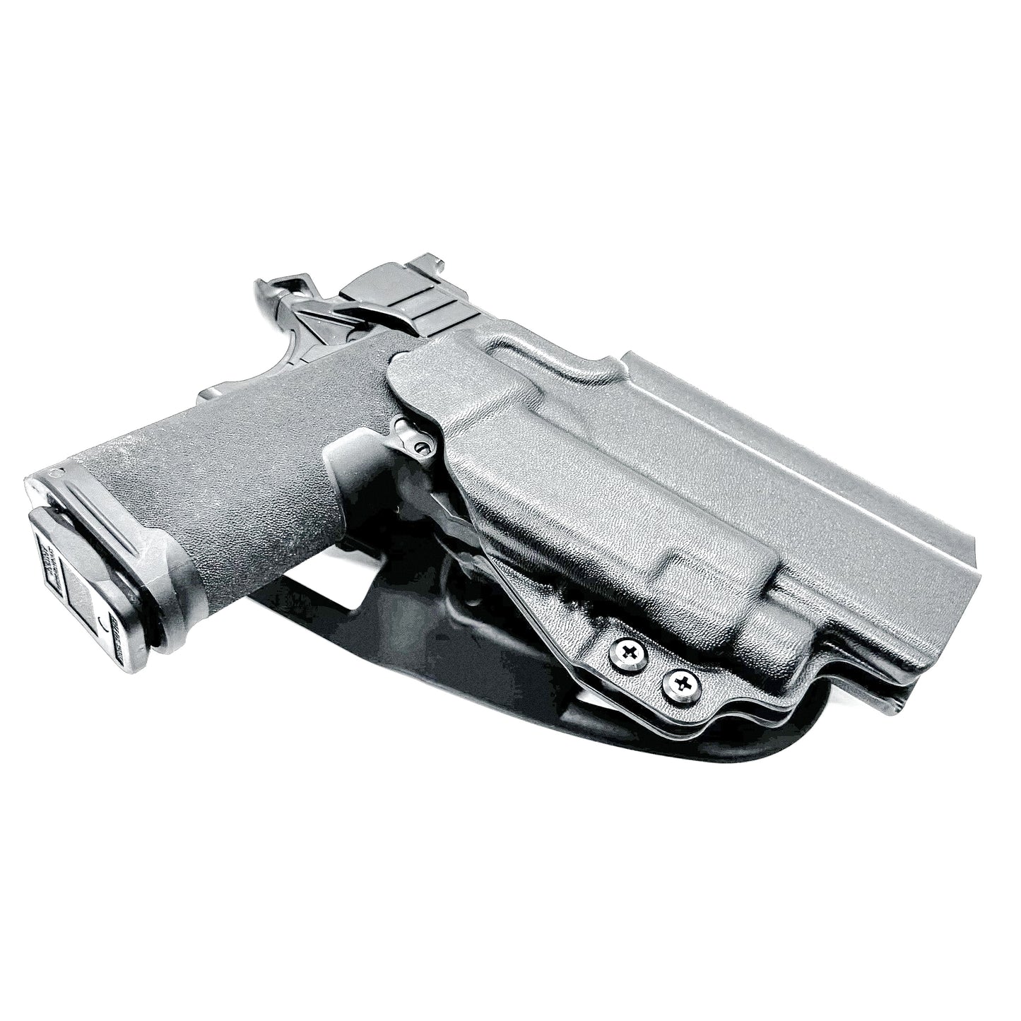 OWB competition-style holster for Springfield 1911 DS Prodigy 5" & TLR-7 HL-X. Red dot and suppressor sight compatible, open muzzle, adjustable cant. USA Made.